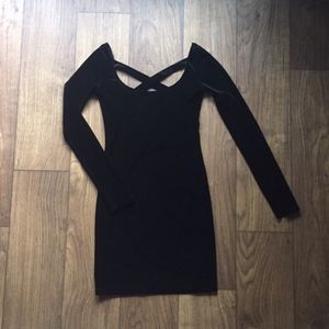 black sexy stretch velvet mini dress